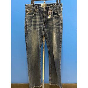 Ariat Denim Relaxed Boot Cut Mens Jeans 34/36 Heavy Stitching Distressed Style